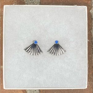Sterling Silver Art Deco FAN stud Earrings